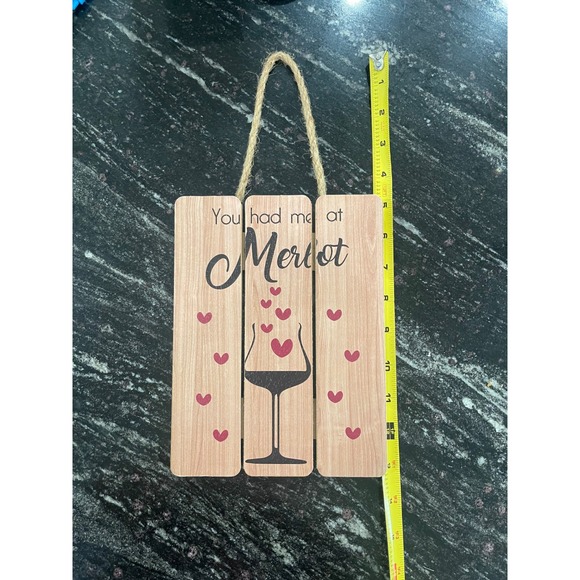Wine Decor You Had Me At Merlot Wall Art Hanging‎ Sign Home Bar Decor - Picture 7 of 8